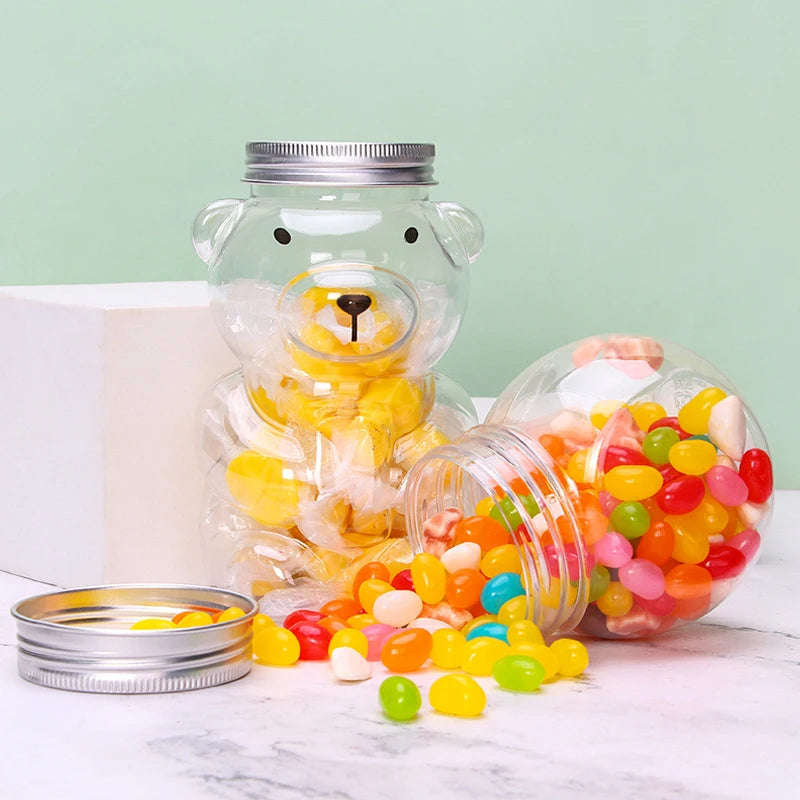 Disposable Drink Bottles Juice Storage Bottles Beverage Milk Tea Bottles Cute Bear Juice Drink Milk Tea Sealed Bottle