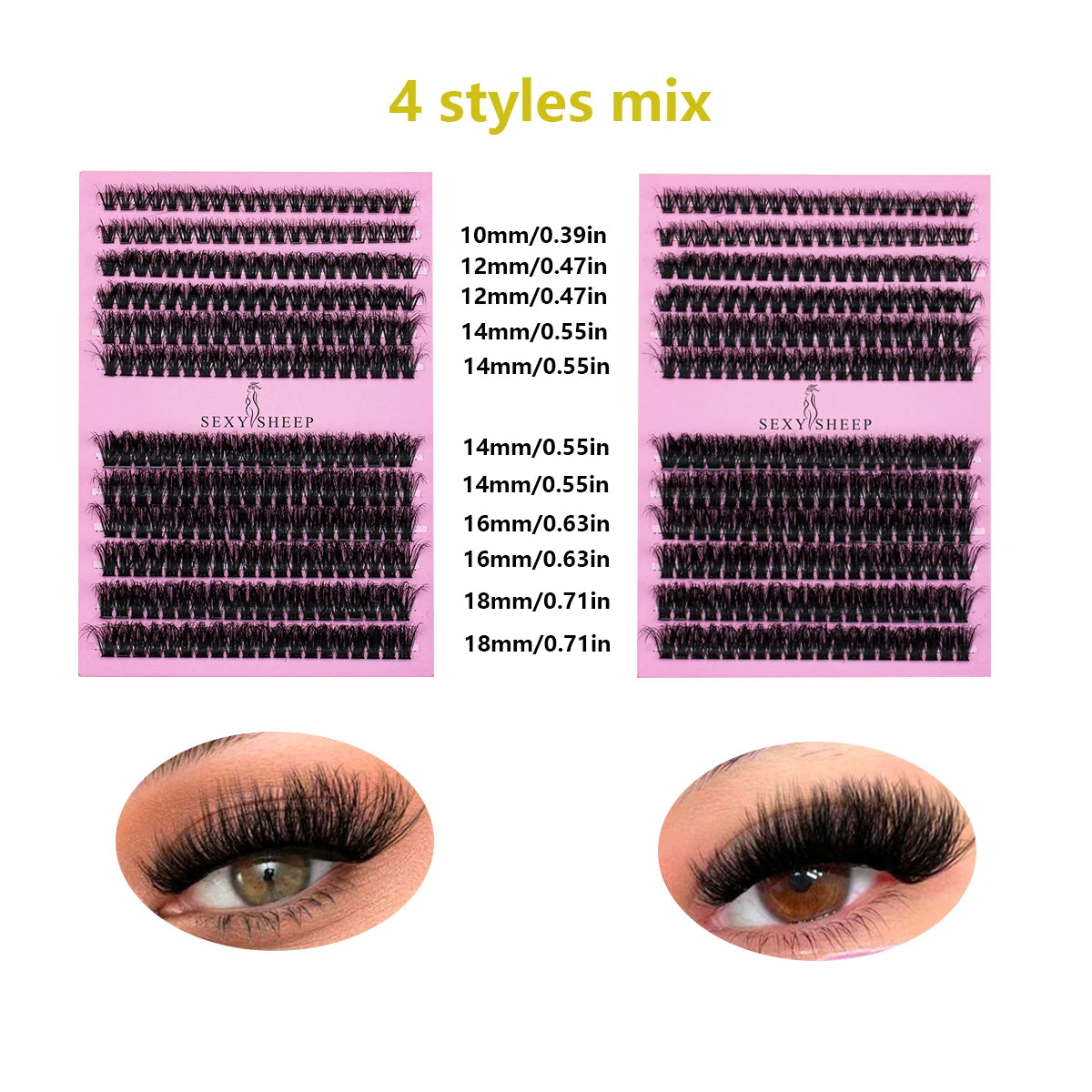 DIY False Eyelashes Clusters Extensions Individual Lashes Cluster Natural Segmented With glue,Remover,lash brush，tweezers