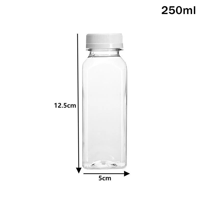 Empty Plastic Juice Bottles With Caps Water Bottles Clear Bulk Drink Containers With Lids Juicing Drinking Milk Jam Container