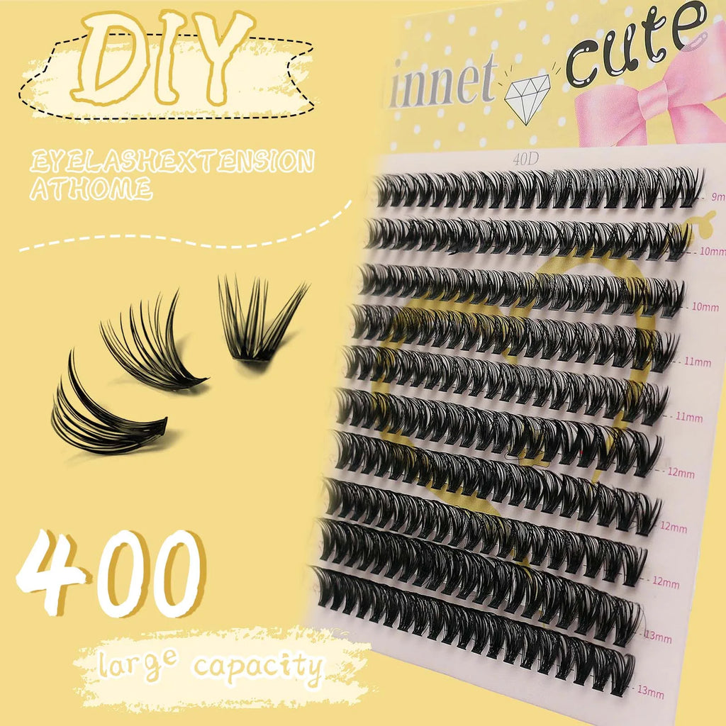 Natural Soft and Slim Eyelashes, 20 Rows, 400 Clusters, Large Capacity, Reusable, DIY Makeup, False Eyelashes