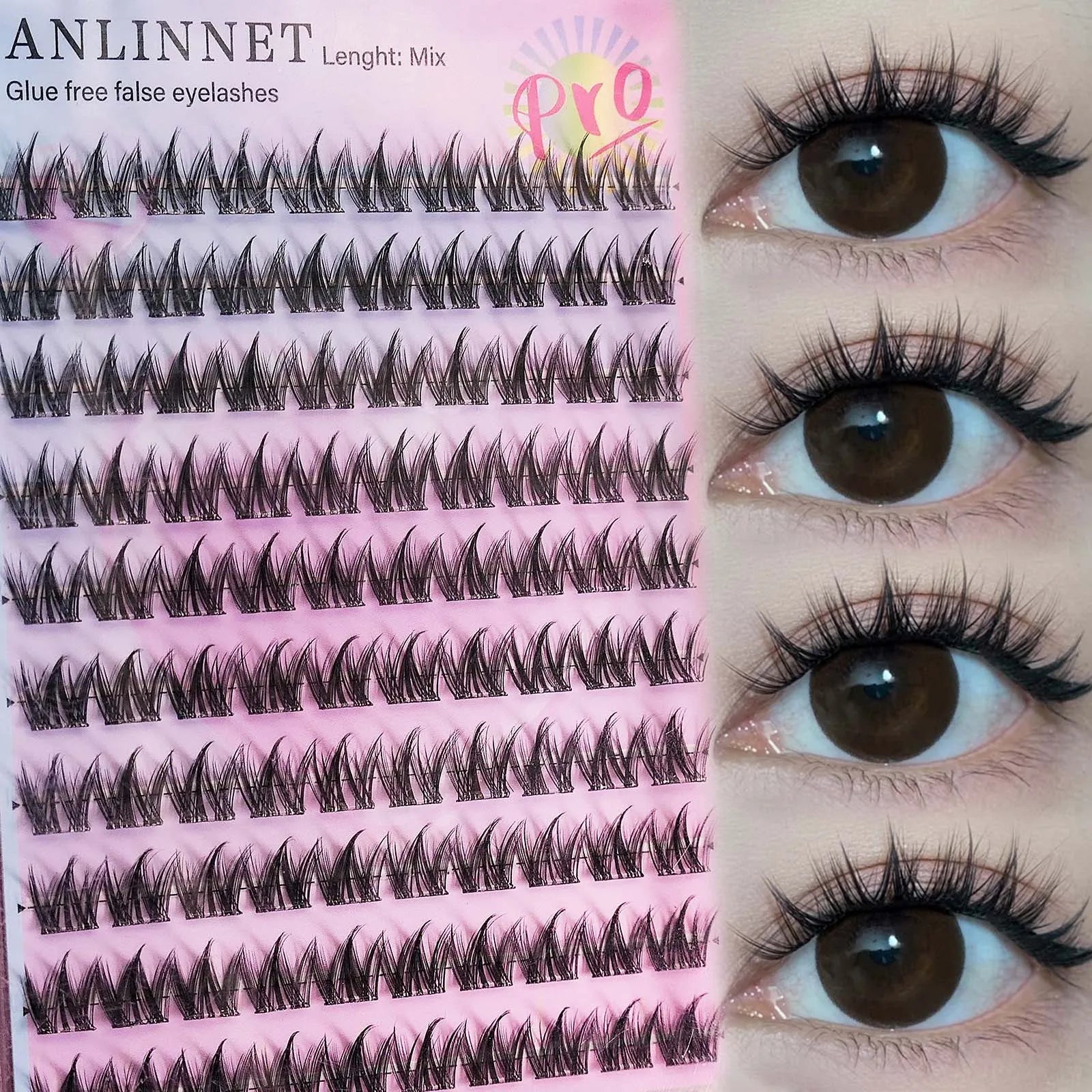 Self Adhesive DIY Lashes 100-120 clusters Sunflower style self-adhesive false eyelashes 10-13mm Curl Eyelash extensions