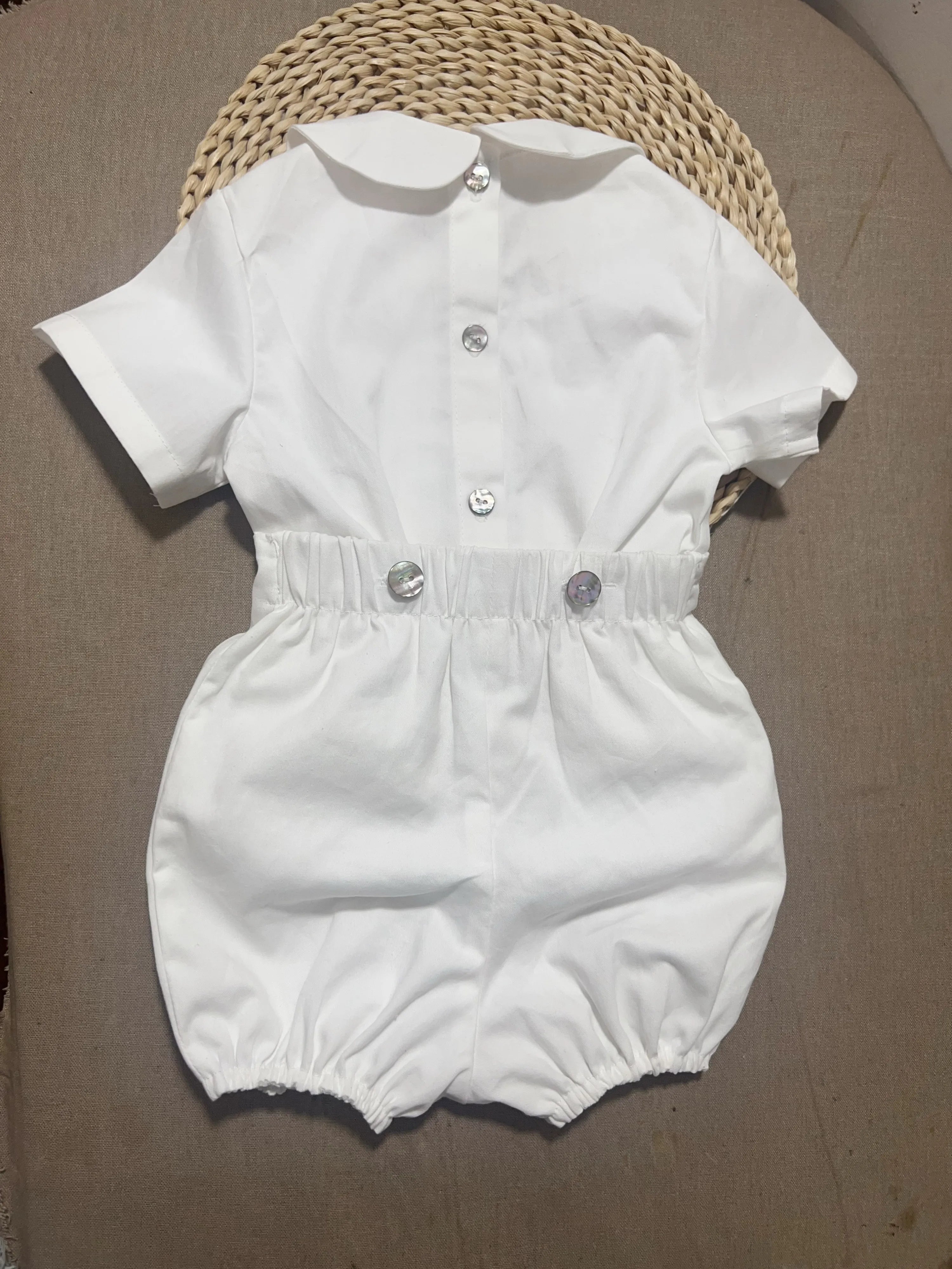 Spanish Baby Boy Clothes Set Boutique Children Ivory Shirts  Shorts Infant Summer Outfits