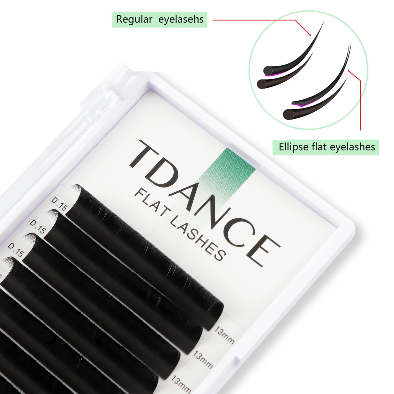 TDANCE 12Lines 8-15mm Ellipse Flat Lashes Matte Split Tips Shaped Individual Nature Eyelash Extension For Professionals Supplies