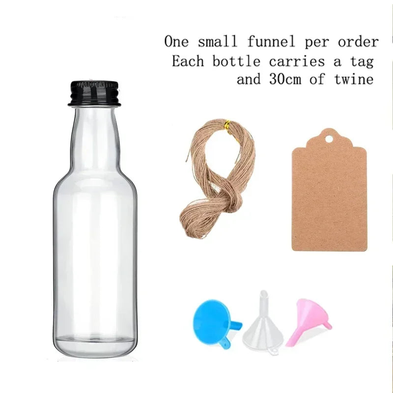 10Pcs 30ml-150ml Plastic Liquor Bottles W/ Aluminum Cap Reusable Travel Juice Container For Wedding Party Gifts DIY Decorating