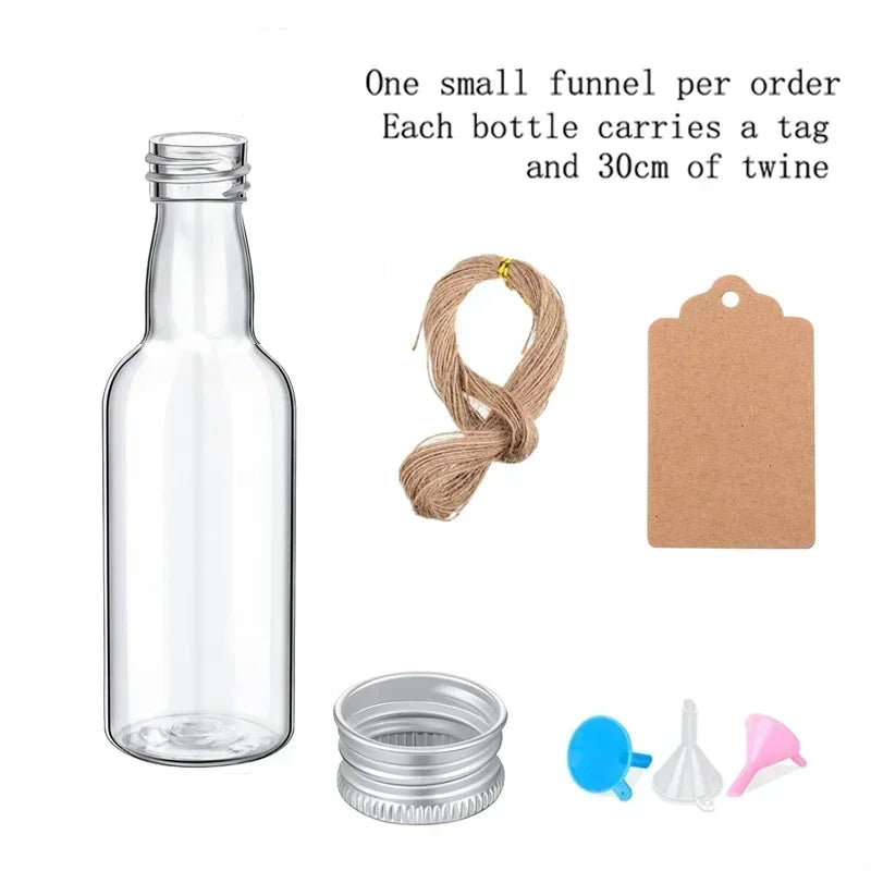 10Pcs 30ml-150ml Plastic Liquor Bottles W/ Aluminum Cap Reusable Travel Juice Container For Wedding Party Gifts DIY Decorating