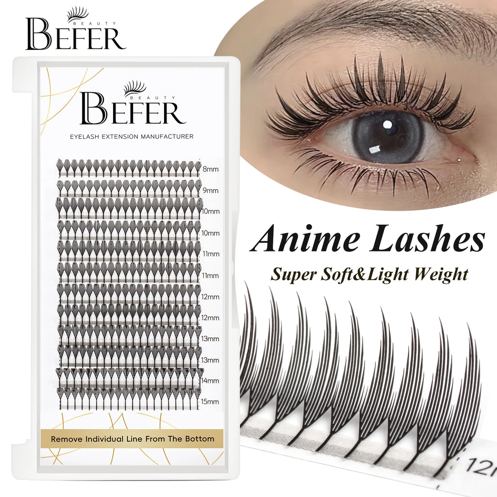 Befer Beauty Anime Lashes 240 Clusters Manga Style Feather Lash Flora Cat Eye Eyelashes 8-15mm C/D Curl Lash Extensions Supplier