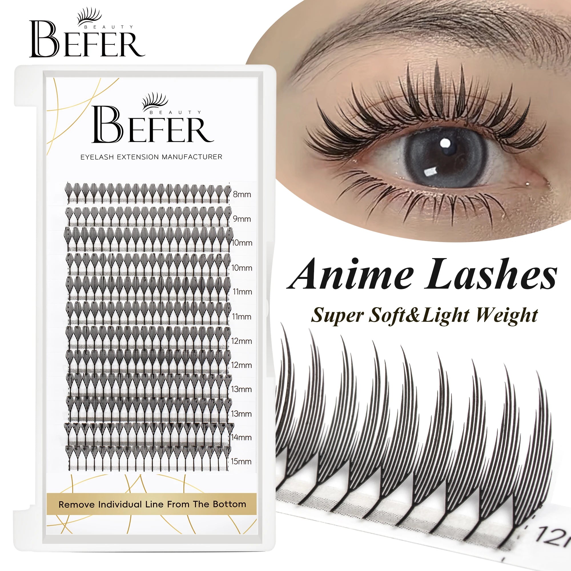 Befer Beauty Anime Lashes 240 Clusters Manga Style Feather Lash Flora Cat Eye Eyelashes 8-15mm C/D Curl Lash Extensions Supplier