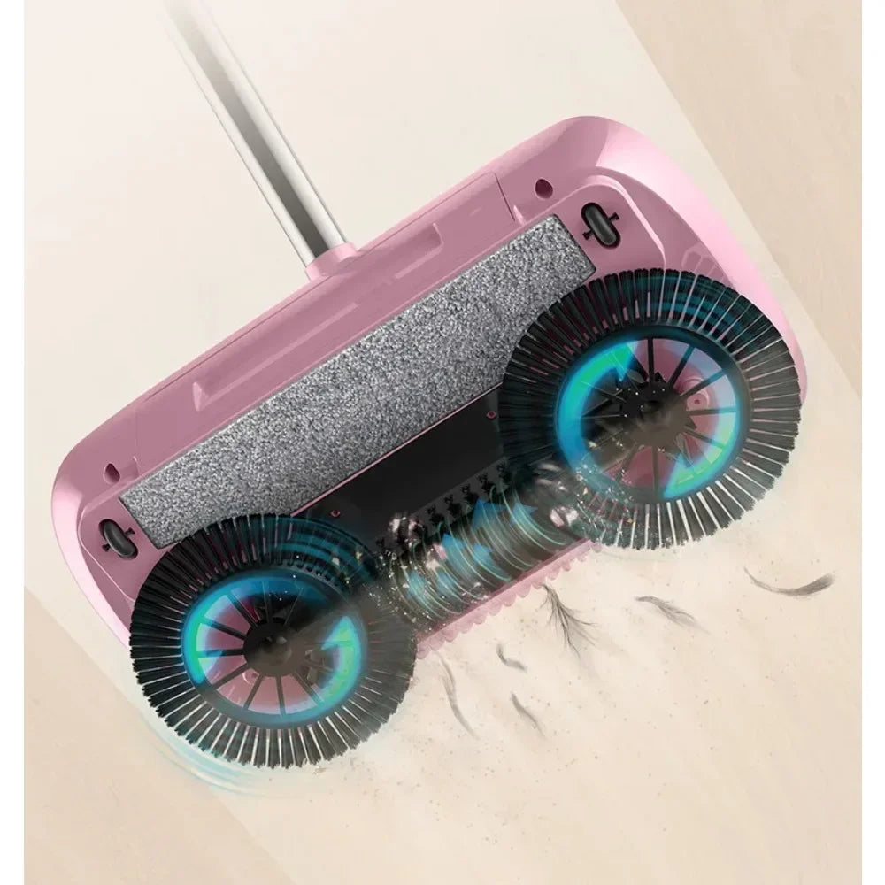 Household Cleaning Essentials - Push Broom and Mop Combo, Walk-Behind Sweeper Household Cleaning Home 2-in-1 Sweeper