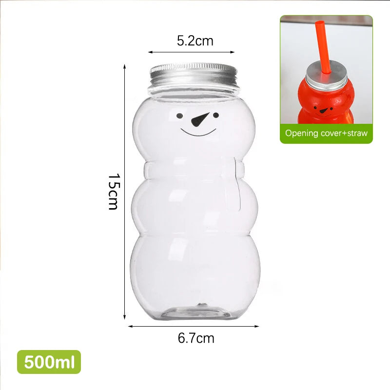 Disposable Drink Bottles Juice Storage Bottles Beverage Milk Tea Bottles Cute Bear Juice Drink Milk Tea Sealed Bottle