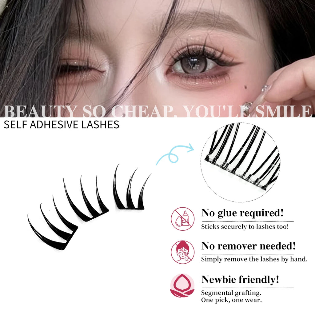 Ultra-thin Lashes Zero-touch False Eyelashes Natural Eyelash Clusters Lashes with Eyelash No-glue Self Adhesive Eyelashes