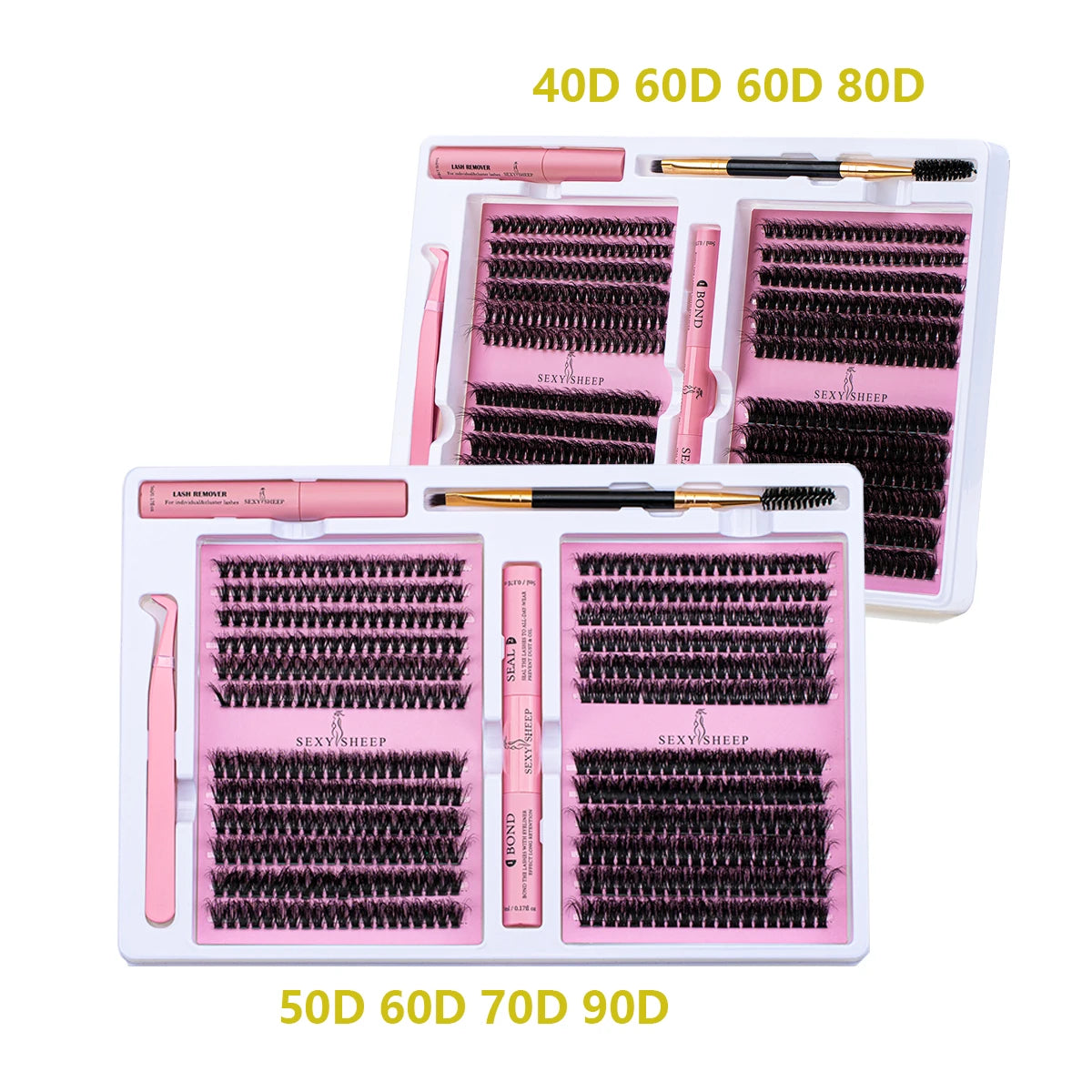 DIY False Eyelashes Clusters Extensions Individual Lashes Cluster Natural Segmented With glue,Remover,lash brush，tweezers
