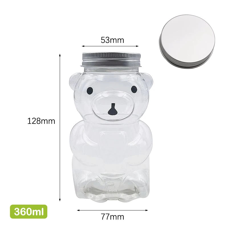 Disposable Drink Bottles Juice Storage Bottles Beverage Milk Tea Bottles Cute Bear Juice Drink Milk Tea Sealed Bottle