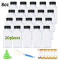 20-80pcs Plastic Juice Bottles 8/12oz Reusable Juice Bottles with Caps & Labels, Funnel, Brush ,Containers for Juicing Smoothies