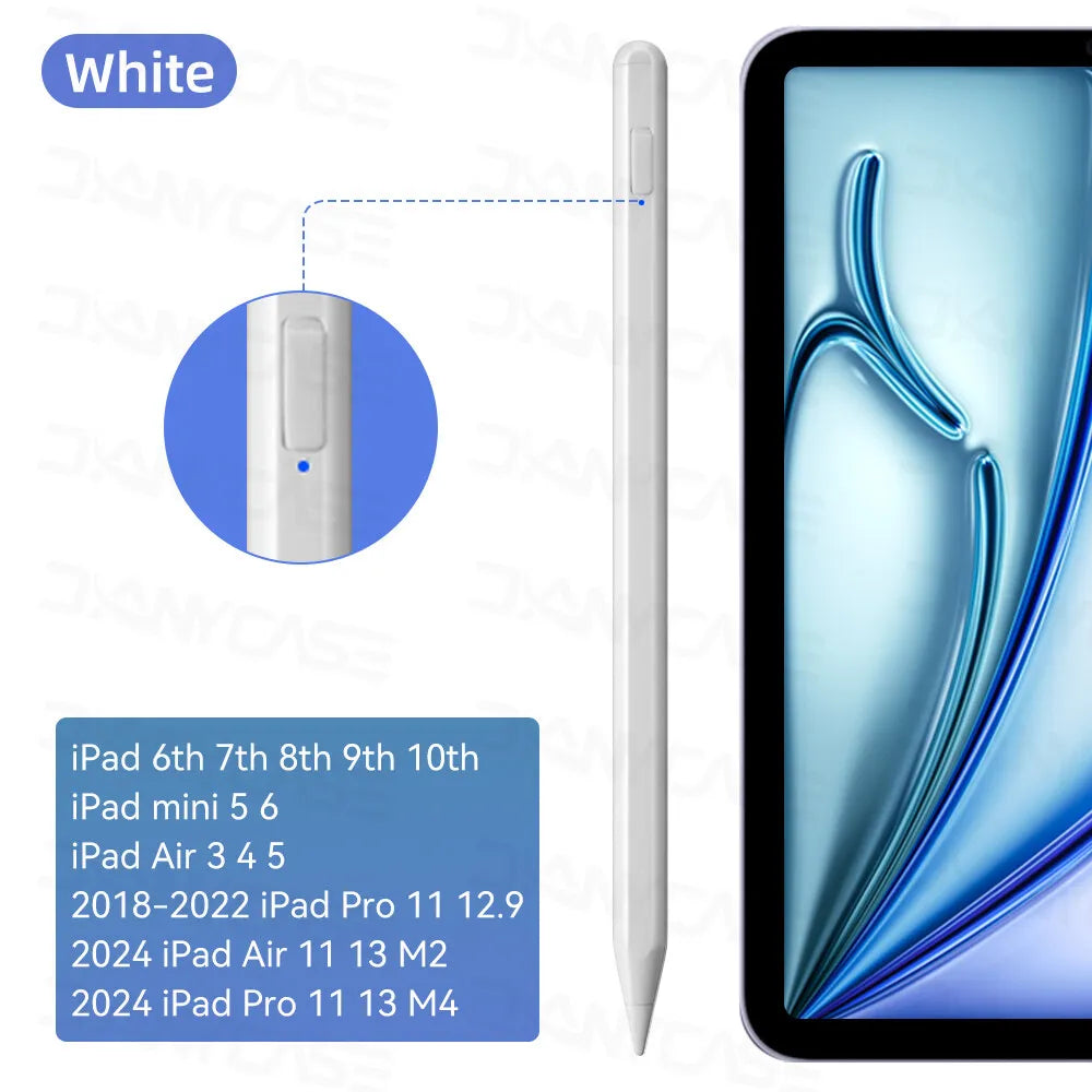 For iPad Stylus Pencil 2024 iPad Air 11 Air 13 M2 Pro 13 11 M4 5/6/7/8/9/10th Gen  Air 3/4/5 Mini 5 6 with Palm Rejection