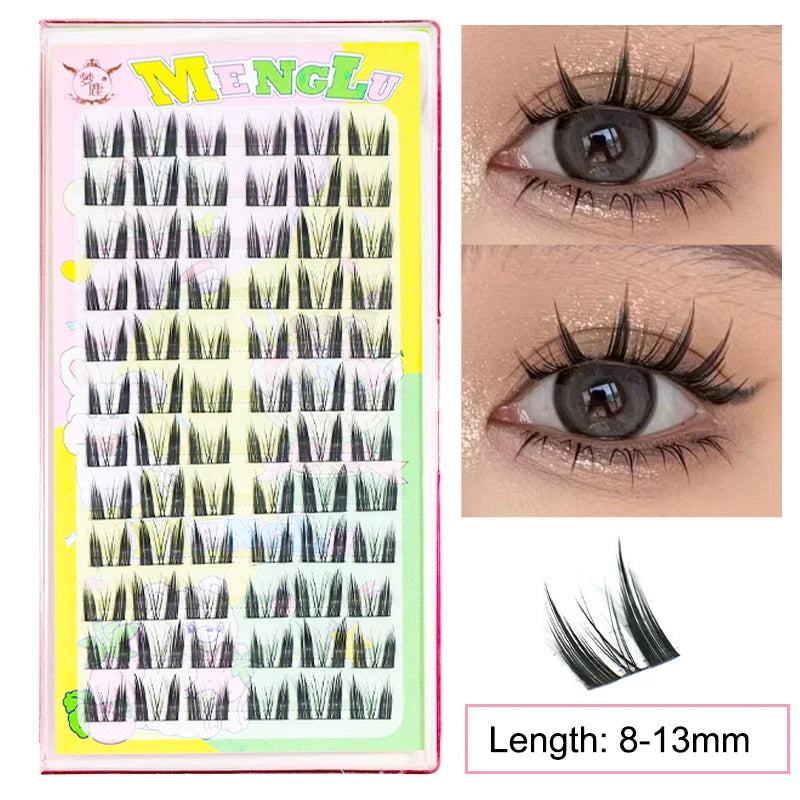 New Doll Lashes Extension Natural Cat Eye False Eyelashes Cosplay Makeup Cross Strip Eye Lashes Handmade Manga Anime Lash