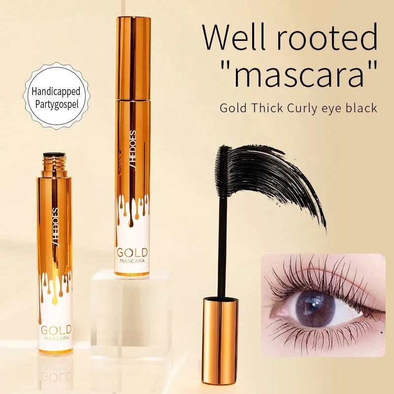 3D Mascara Lengthening Black Lash Eyelash Extension Eye Lashes Brush Beauty Makeup Long-wearing Gold Color Mascara
