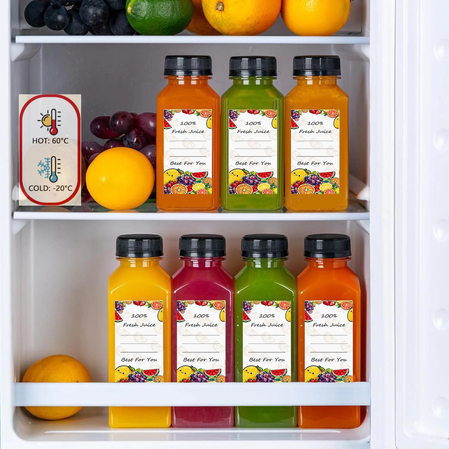 20-80pcs Plastic Juice Bottles 8/12oz Reusable Juice Bottles with Caps & Labels, Funnel, Brush ,Containers for Juicing Smoothies