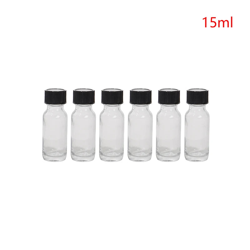 6pcs Small Clear Glass Bottles with Lids for Liquids Tiny Short Jars with Caps Mini Glass Juice Bottles for Potion, Ginger Shots