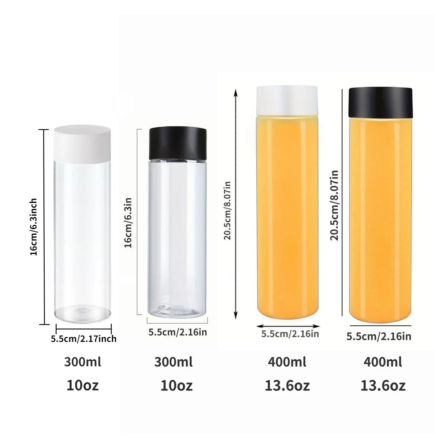 8pcs Plastic Juice Bottles,Round Drink bottle,for Storing Juice, Milk, Beverage.for summer beach partiy, outdoor picnics,camping