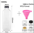 5pcs 60ML-500ML Empty Clear Plastic Juice Bottles with Caps W/ Funnel Reusable Water Bottle Containers for DIY Juicing Smoothie