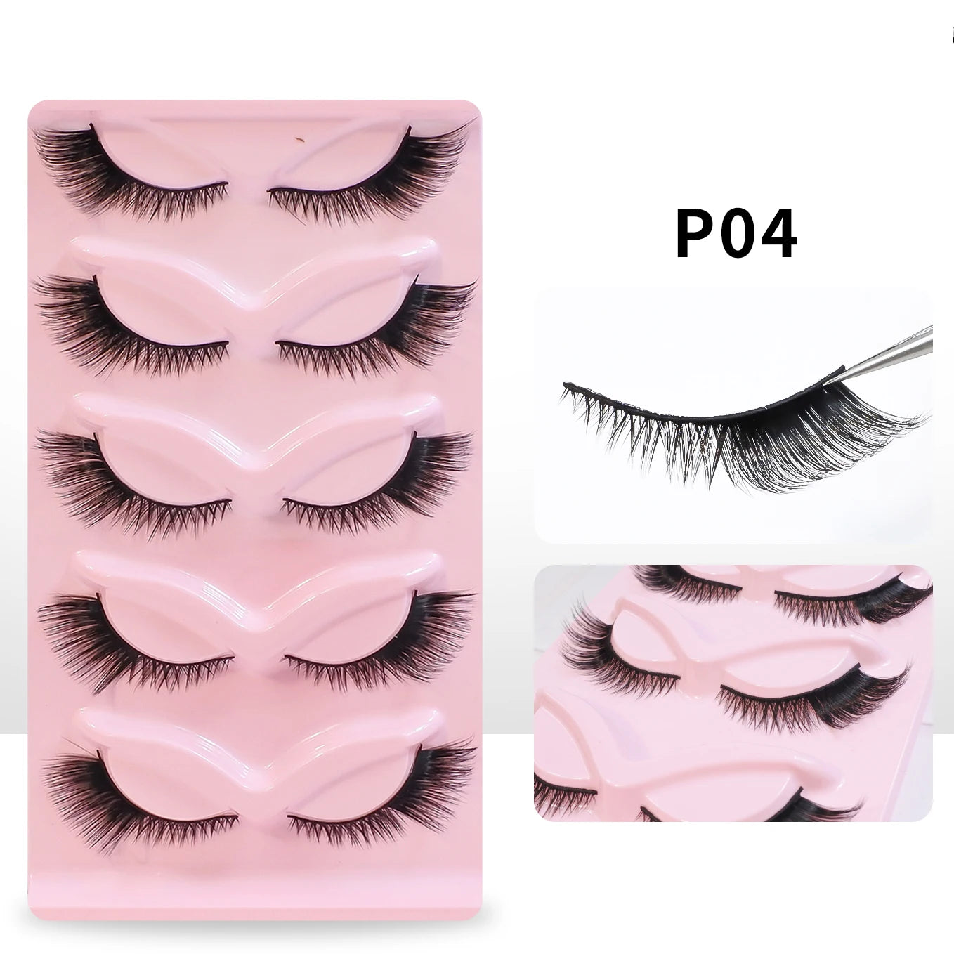 Makeup Eyelashes 5 Pairs Cat Eye Lashes Wholesale Natural Look End Eye Elongate Fox Eye Faux Mink Lashes