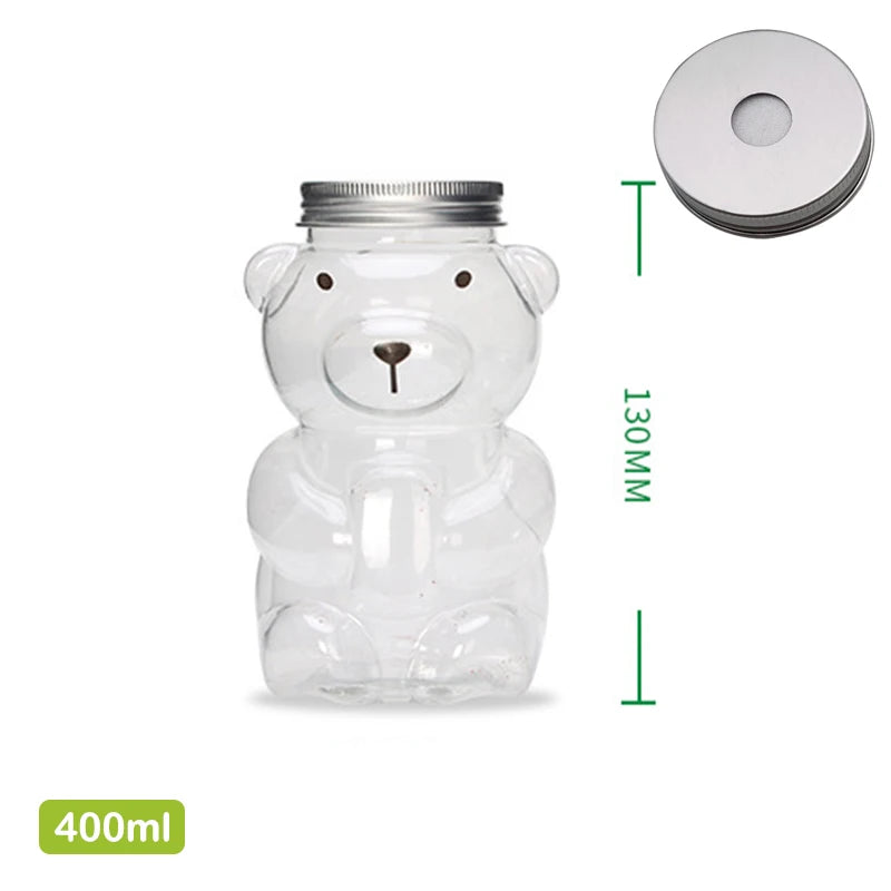 Disposable Drink Bottles Juice Storage Bottles Beverage Milk Tea Bottles Cute Bear Juice Drink Milk Tea Sealed Bottle