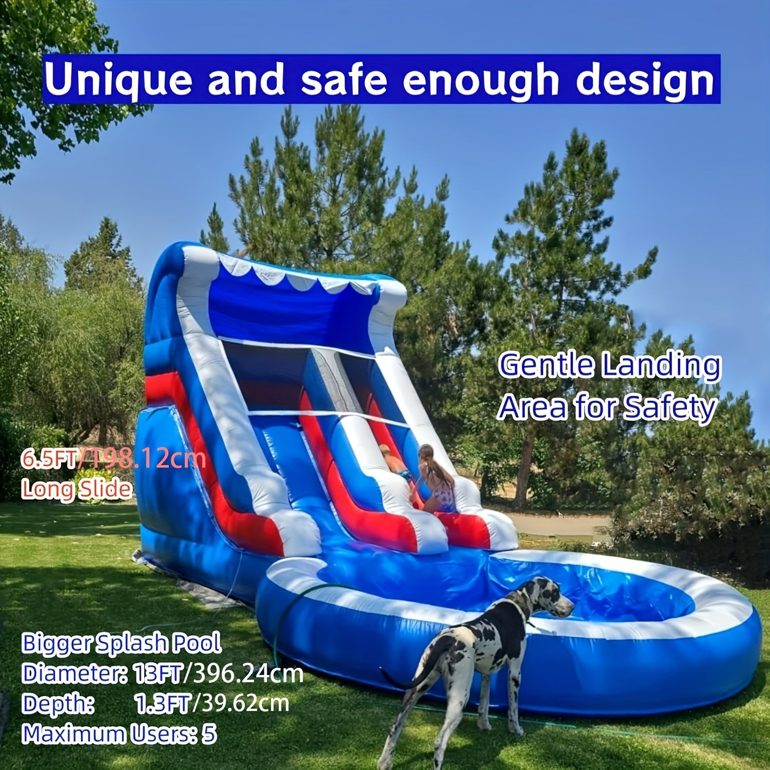 Adult 24-foot Commercial PVC Inflatable Slide Bounce House, Larger Splash Pool And 1100W Power Blower, Backyard Outdoor Patio Furniture With Paddling Pool, Climbing Wall, Christmas And Halloween Gifts