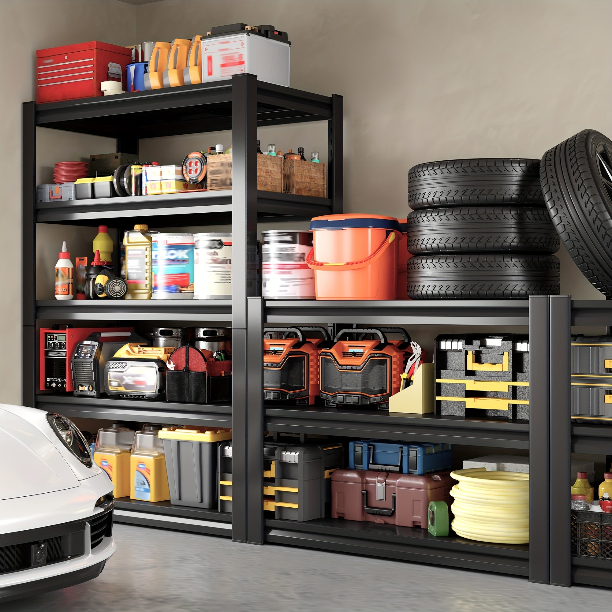 35.5"W X72"H X 15.8"D 5 Tier Metal Shelves for Garage Shelves, 2000LBS Garage Shelving 72''H Storage Shelves Heavy Duty Shelving, Adjustable Shelving Unit for Basement Pantry Utility Rack Shelf, Standing Shelf