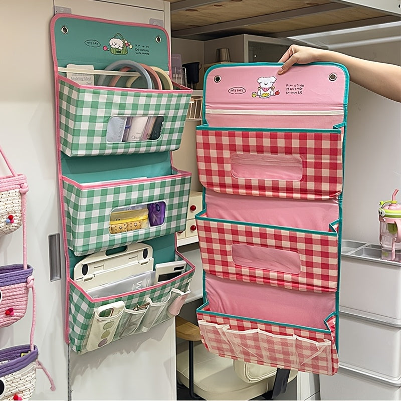 3-Tier Hanging Storage Box - Linen Basket with Pockets, 7 Large Capacity Pockets, Student Bedside Storage Bag, Door Cabinet Hanging Bag, Used to Store Dormitory Essentials