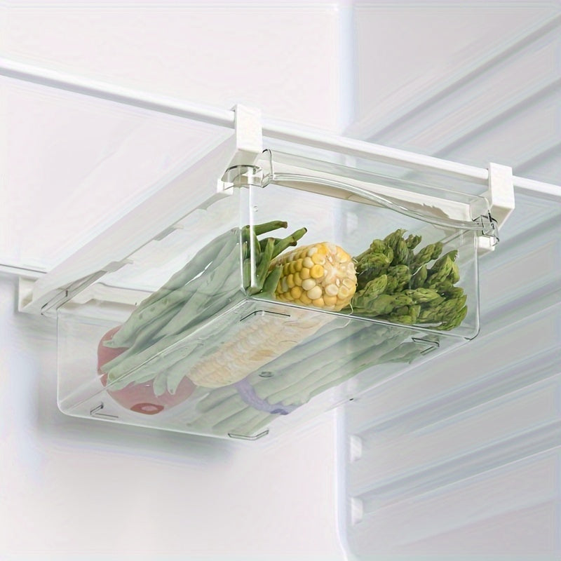 1pc Refrigerator Hanging Storage Drawer - Transparent, Food-Safe Plastic Organizer for Fruits & Vegetables, Kitchen Accessory