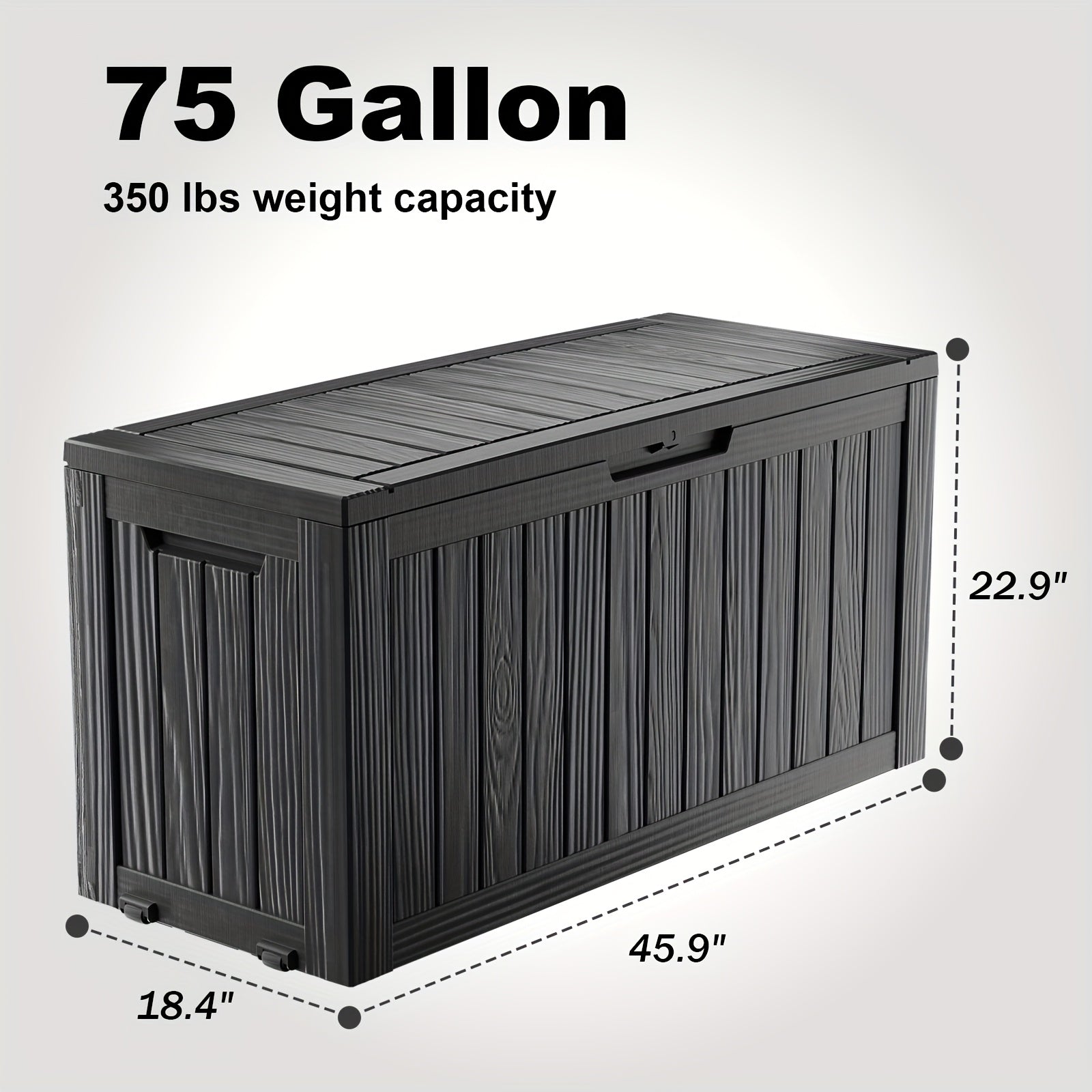 75Gallon Deck Box Outdoor Storage Box, Weatherproof And UV Resistant, Resin Package Delivery And Storage Box With Lockable Lid For Patio Furniture Cushions, Pool Accessories, Garden Tools, Valentines Decorations For Valentine