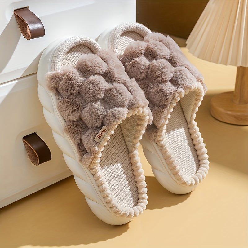 Comfort Slippers - Soft Linen, Thick Sole, Non-Slip Indoor/Outdoor Shoes for All Seasons, House Slippers