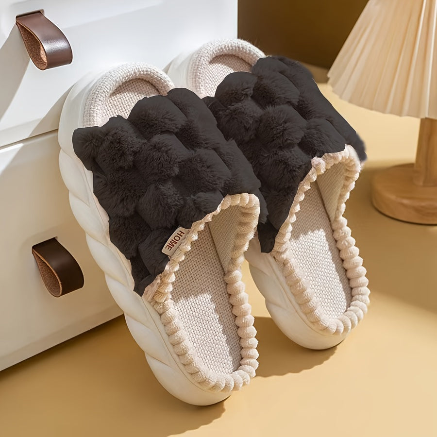 Comfort Slippers - Soft Linen, Thick Sole, Non-Slip Indoor/Outdoor Shoes for All Seasons, House Slippers