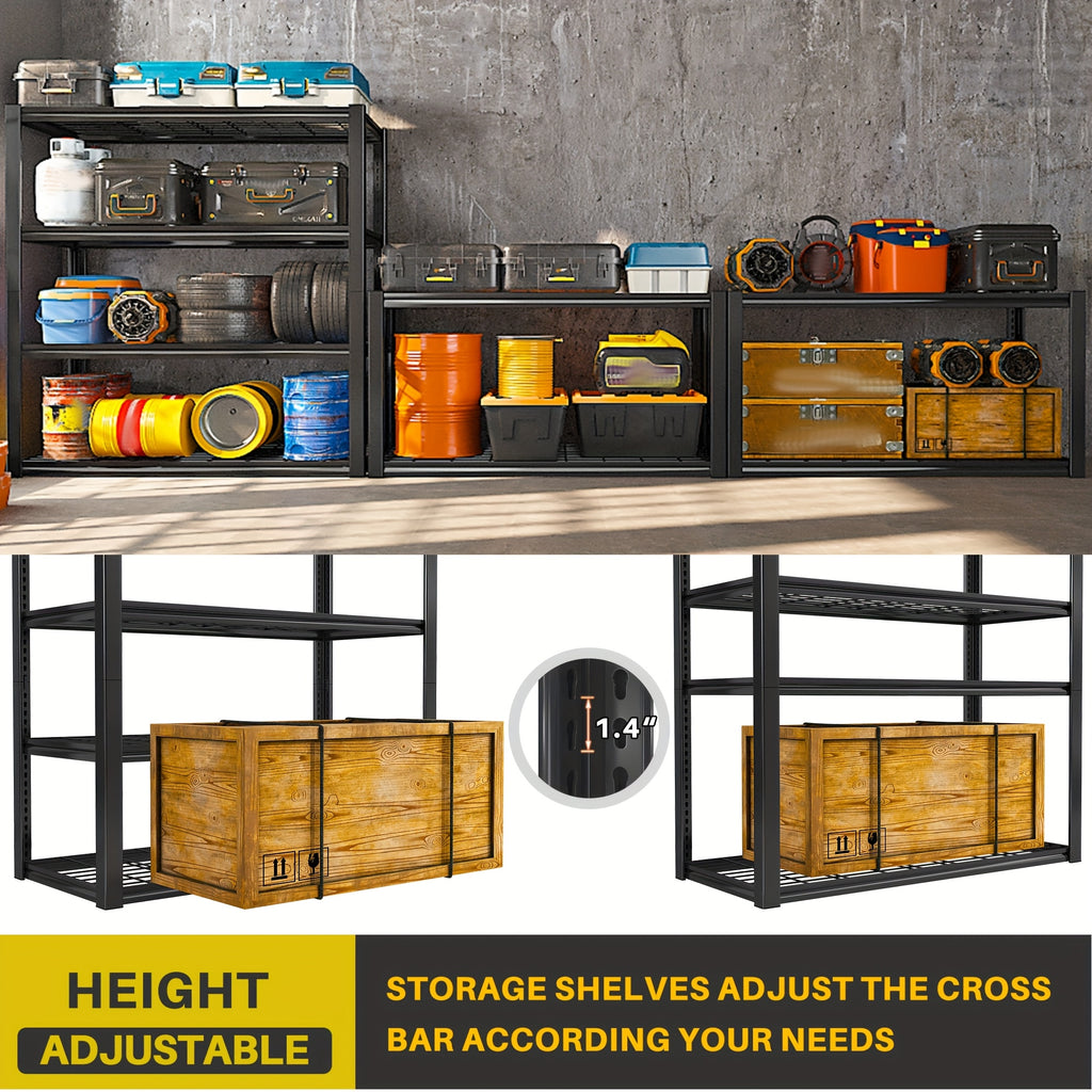 3000 Capacity Heavy-Duty 5-Tier Industrial Shelving Unit - Adjustable Carbon Garage Storage Rack, 60"W x 24"D x 72"H (Extends to 72.1"H) -Standing Shelves for Workshop,, Home & Commercial Use - 3000 lbs Weight Capacity, Utili