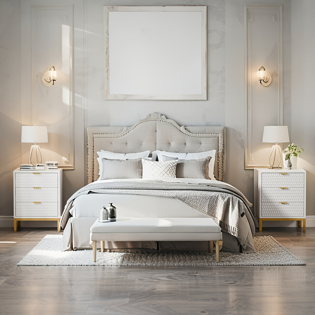 25.8" White Wooden 3-Drawer Nightstand - Modern Bedside Table With Storage, Tall End Table For Bedroom, Minimalist Dresser With Smooth Gliding Drawers, Contemporary Bedroom Furniture With Sturdy Wooden Frame (1pc)