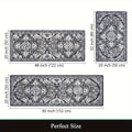 3-Piece Rubber Kitchen Mat Set - Non-Slip, Waterproof, and Stain-Resistant Kitchen Floor Mats for Home Kitchen - Gray/Brown, 20"x32"+20"x48"+20"x60" - Easy to Clean and Maintain