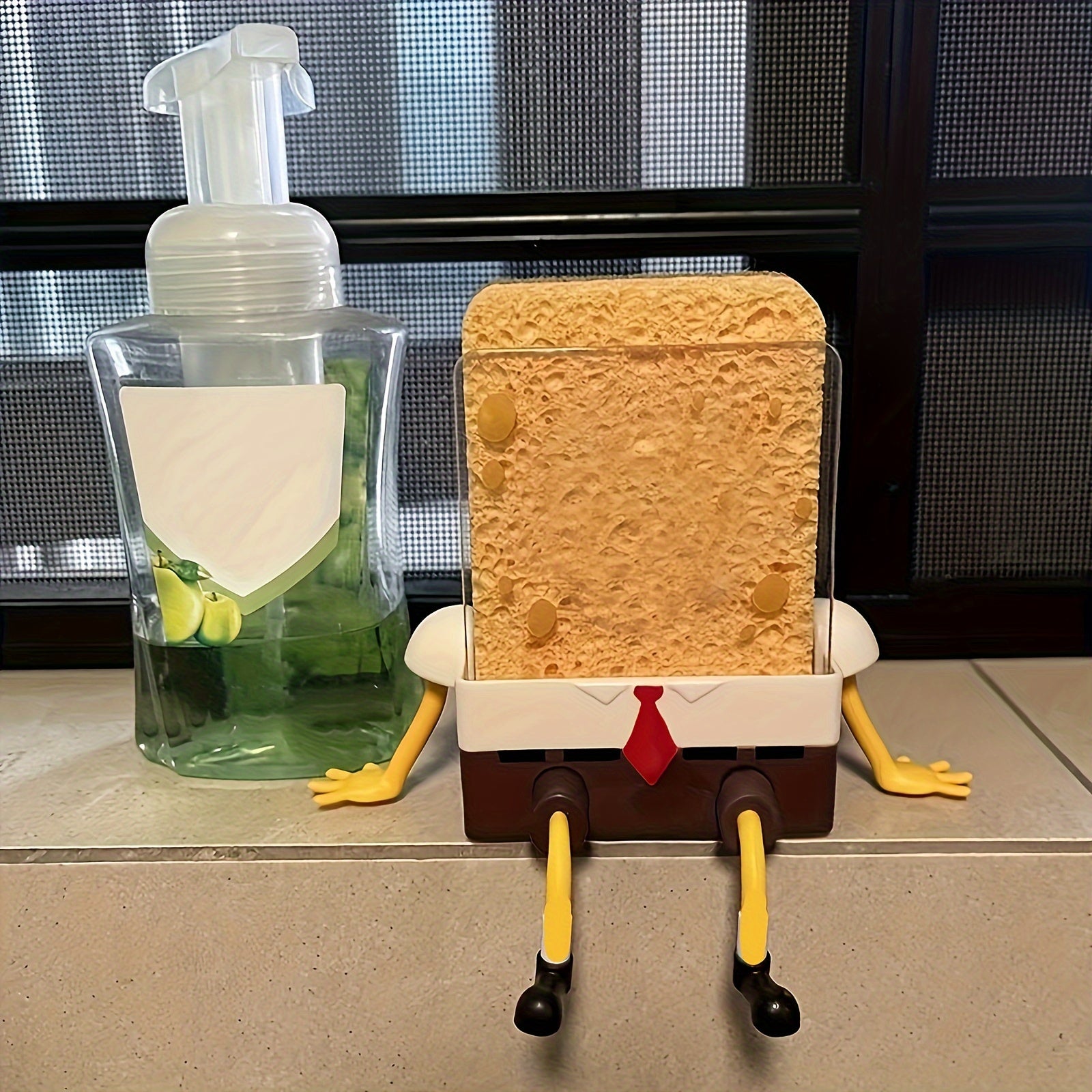 1pc Cartoon Sponge Drain Rack - Fun Bathroom Shower Caddy with Hanging Storage Organizer, Special Features for Kitchen and Coffee Bar Accessories, Space-Saving Design and Easy Cleaning