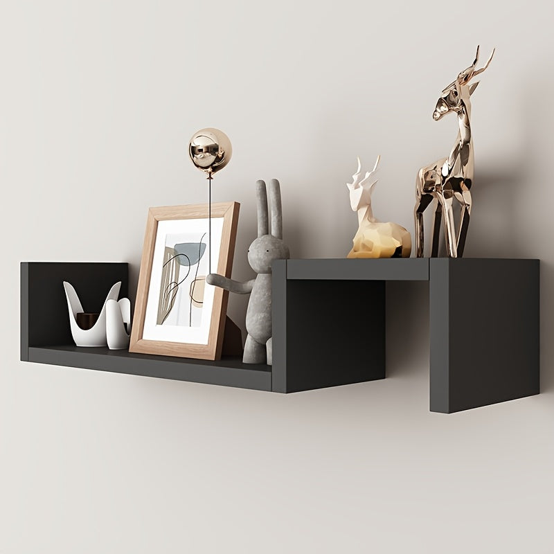 2 Creative Suspension Shelves, Wall Partition, Wall Hanging Storage Shelves, Reinforced Panels, Strong Bearing Capacity, Easy Installation, Suitable For Bedroom, Living Room, Toilet, Bathroom, Restaurant, Dining Room, Hotel A