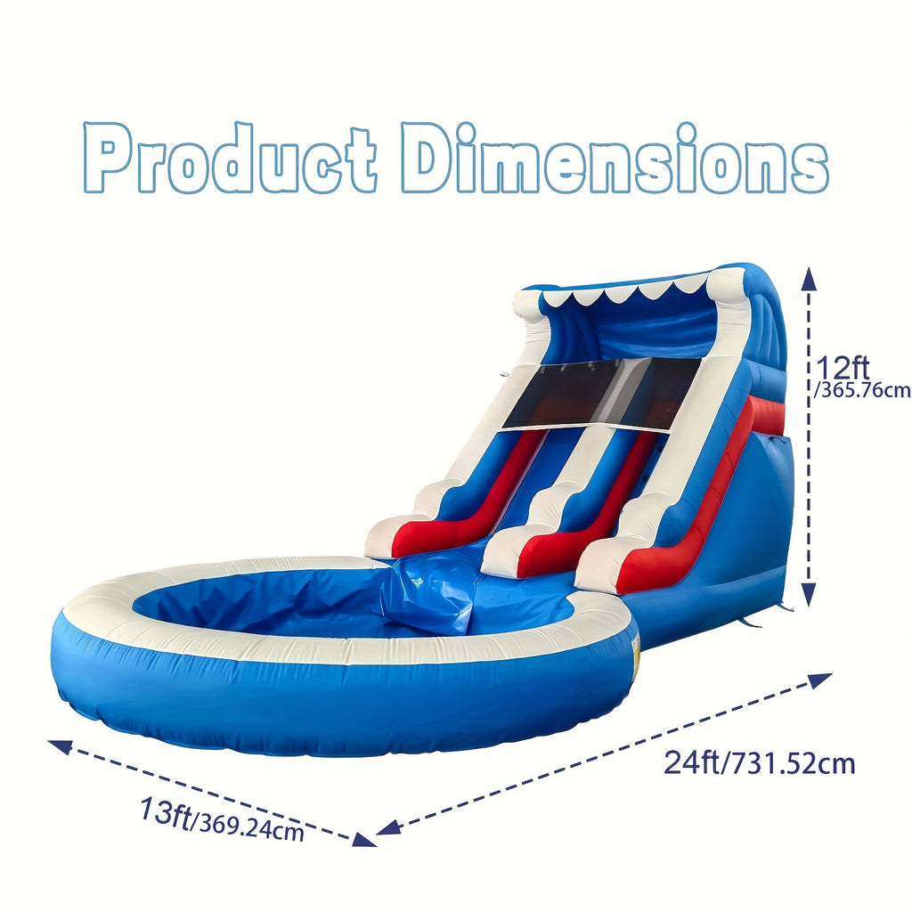Adult 24-foot Commercial PVC Inflatable Slide Bounce House, Larger Splash Pool And 1100W Power Blower, Backyard Outdoor Patio Furniture With Paddling Pool, Climbing Wall, Christmas And Halloween Gifts
