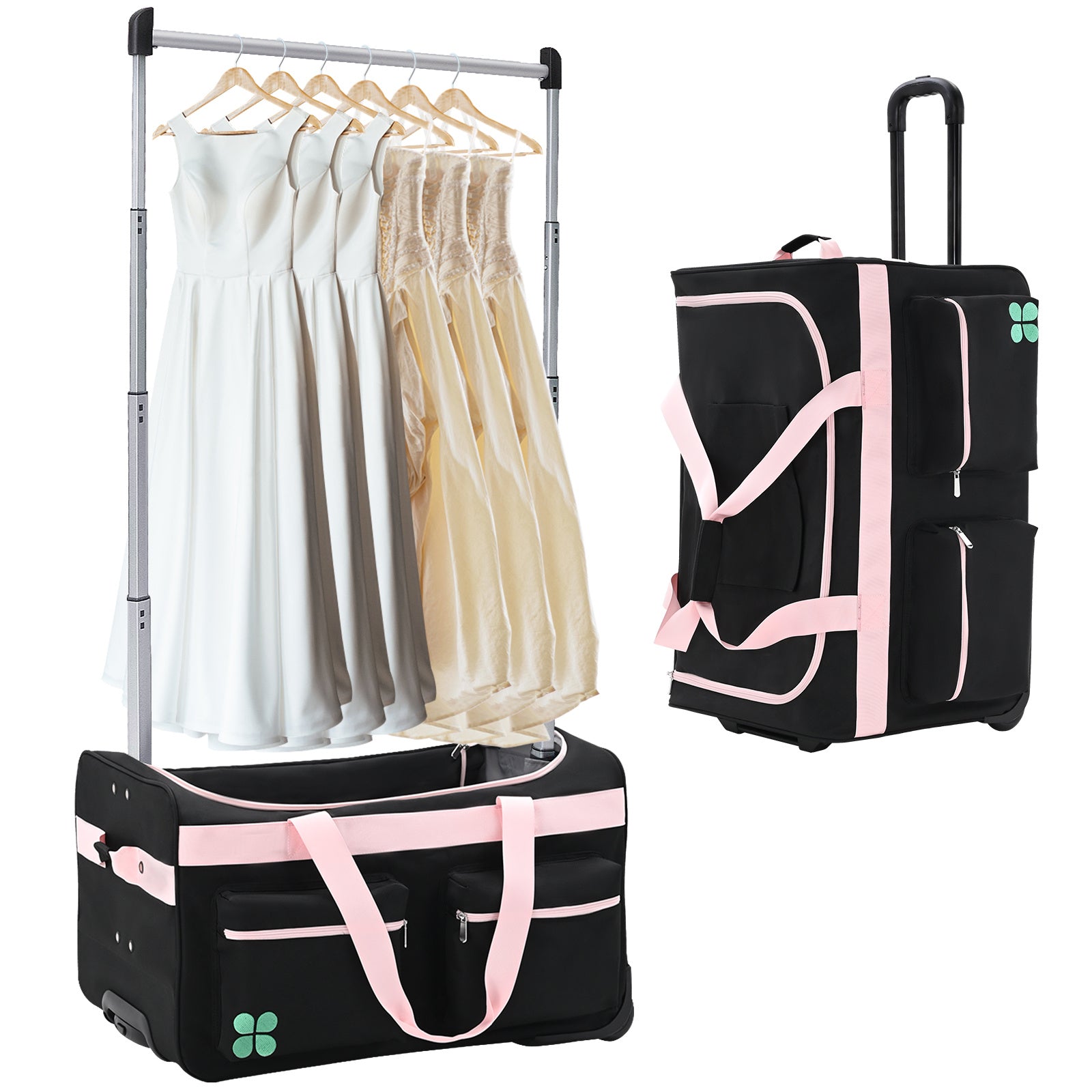 Dance Bag With Garment Rack, 27 Inch Dance Competition Bag Garment Duffel Bag For Competition Events, Travel, Recital Events, Rolling Garment Bag Travel Dance Bag for Girls Boys