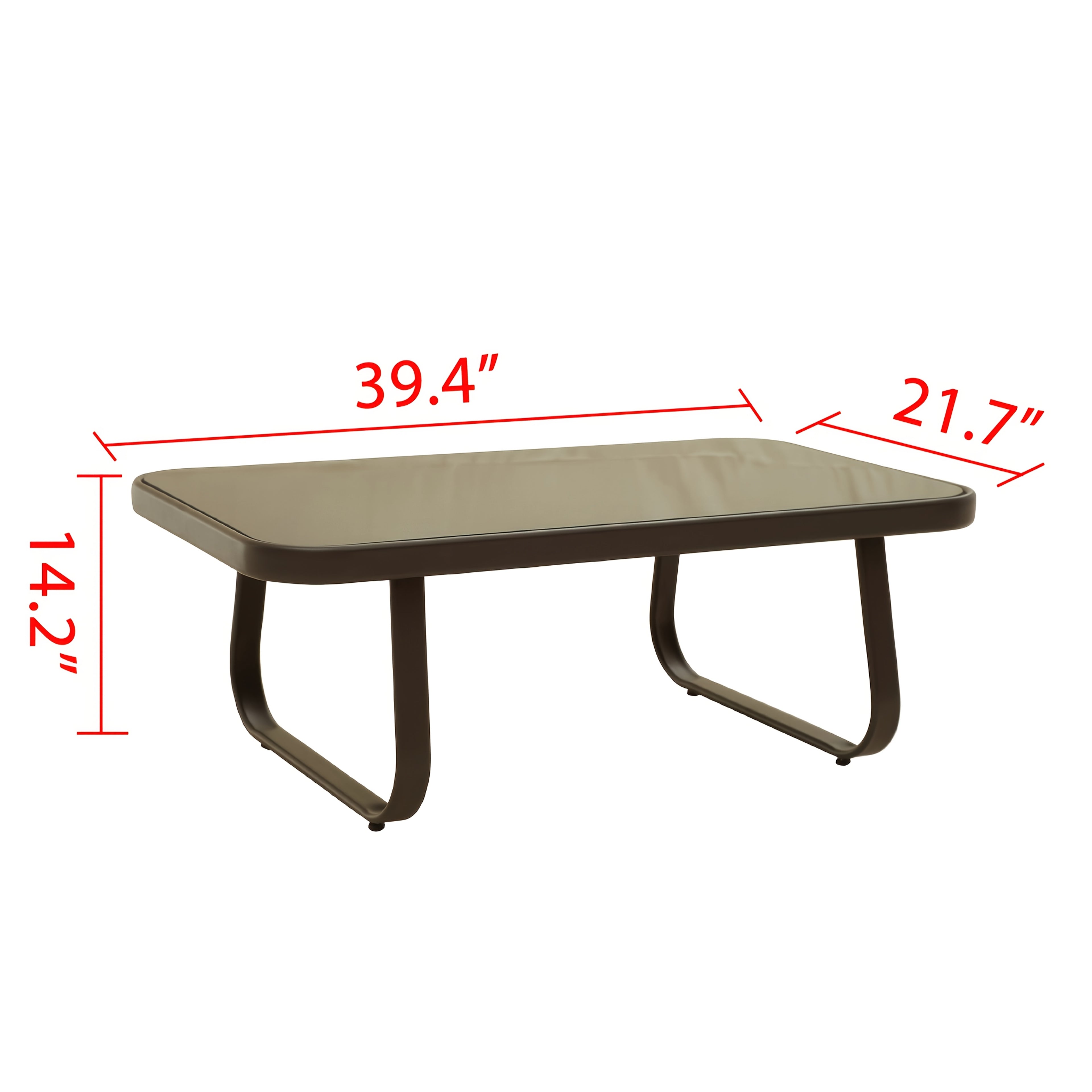 4pcs Patio Furniture Outdoor Bistro Conversation Set With Tempered Glass Coffee Table & Loveseat For Poolside, Porch, Lawn