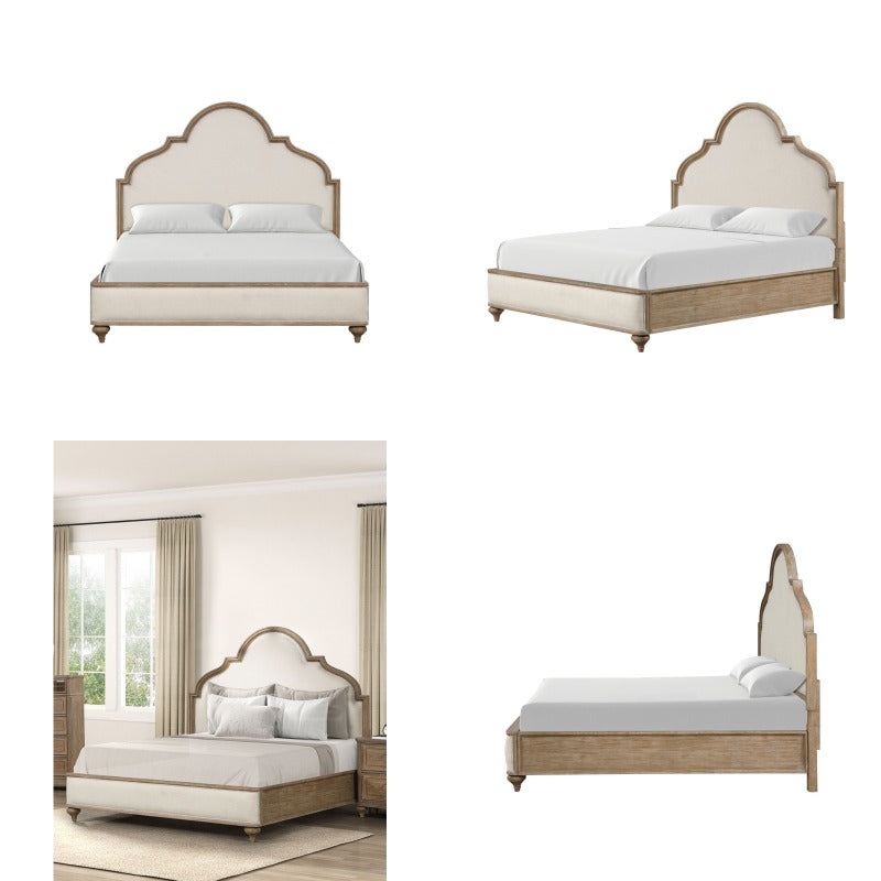 Gorgeous Classic Rustic Oak 1pc Queen Size Bed Solid wood Unique Legs Bedroom Furniture Traditional Look Upholstered Bedframe