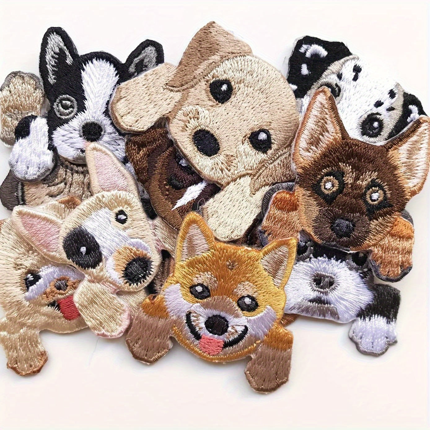 12pcs Adorable Dog Embroidered Patches, Assorted Iron-On/Sew-On Appliques for DIY Denim Jackets, Jeans, Shoes & Backpacks - Mixed Colors, Knitting Supplies