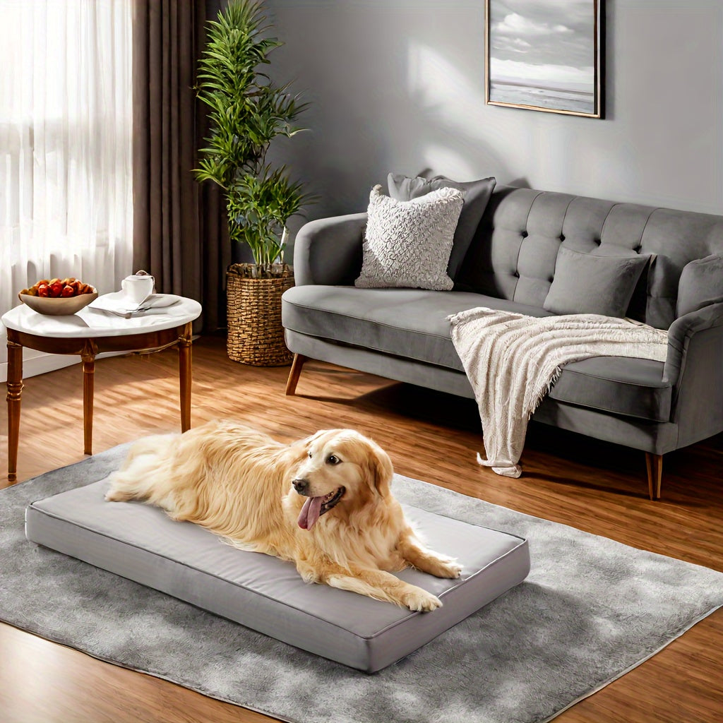 36" High Quality Dog Bed for Large & Medium Dogs - Washable Orthopedic Foam Crate Pad with Removable Cover, Gray - Durable Outdoor Patio Furniture & Kennel Mattress for Comfortable Sleep, Large Dog Bed