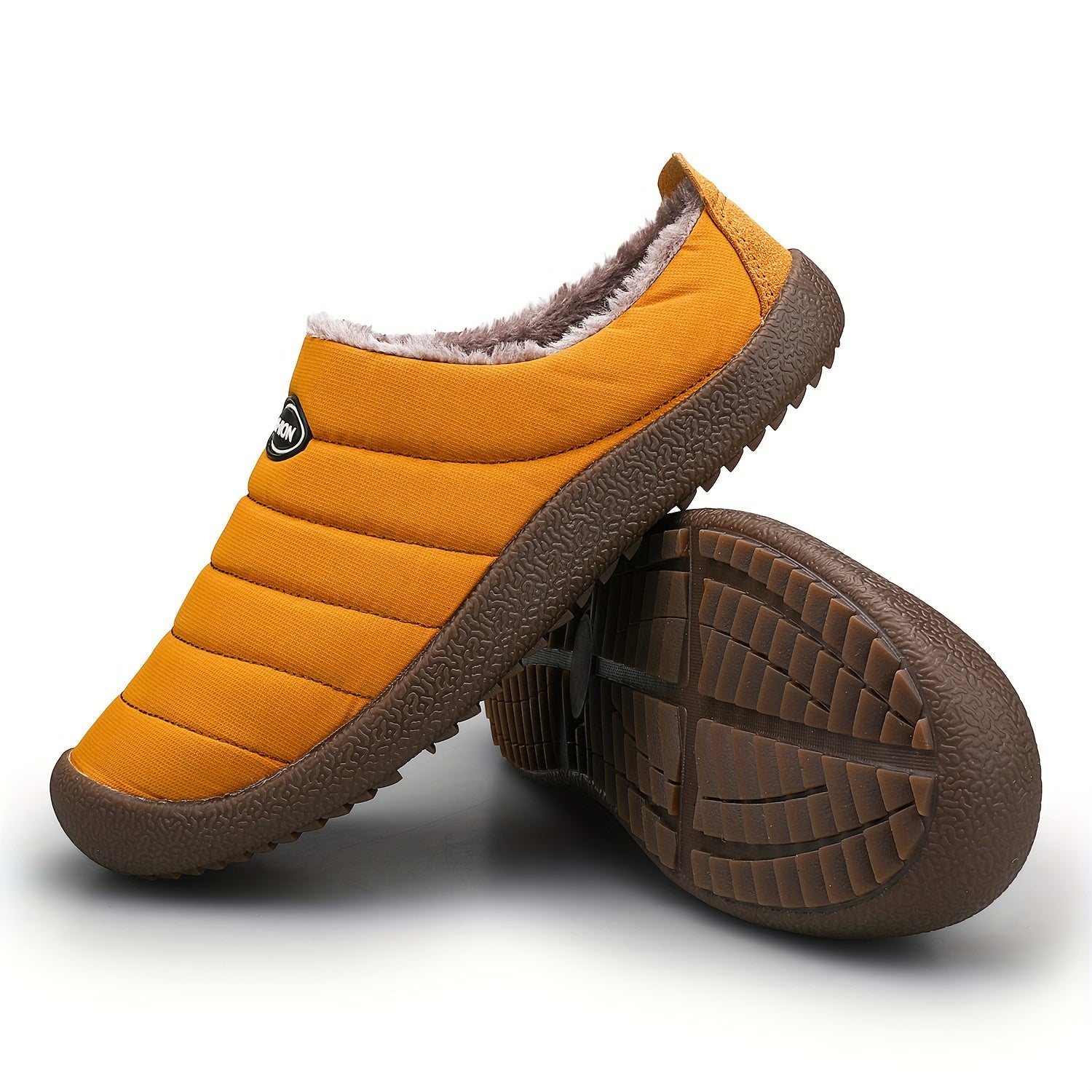 Cozy Fleece-Lined Slippers for Fall & Winter - Soft, Warm Fabric House Shoes with Non-Slip Rubber Sole, Striped Design, Perfect for Indoor & Outdoor Activities, House Slippers
