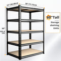 2000LBS Storage Shelves 5 Tier Garage Shelving Heavy Duty, Adjustable Metal Shelving Unit, Garage Shelves for Basement, Warehouse, Pantry, 72.5" H X 35.55" W X 16" D, Black, 60"H×28"W ×12"D, Available In Two Sizes, The Prac