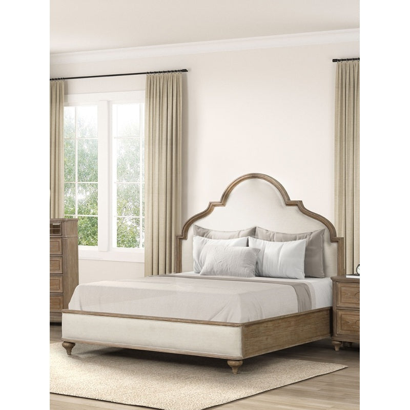 Gorgeous Classic Rustic Oak 1pc Queen Size Bed Solid wood Unique Legs Bedroom Furniture Traditional Look Upholstered Bedframe