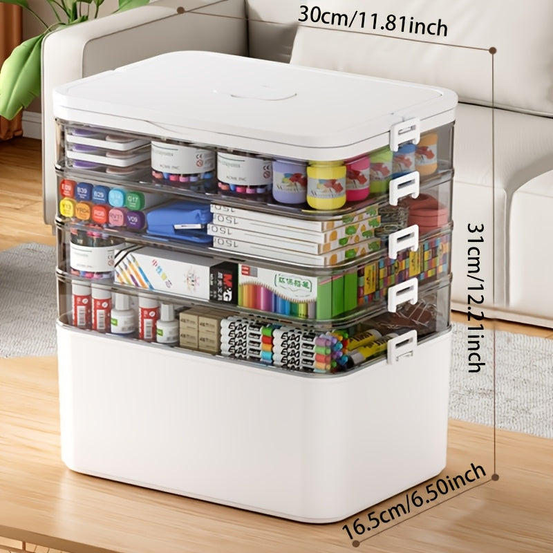 A Multifunctional Plastic Storage Box with a Handle - No Assembly Required, Perfect for Organizing Sewing Tools, Medications, Hair Accessories, Art Supplies, Medical Storage, Cosmetics, And Toys - a Home Storage Solution, Sho