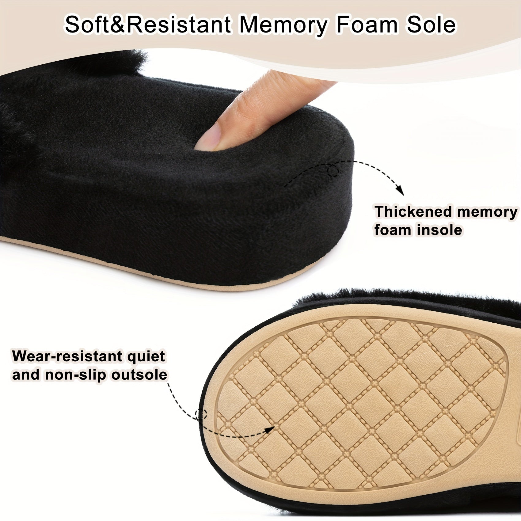 Fuzzy Womens Slippers Memory Foam House Slippers For Women Indoor Outdoor With Arch Support Gifts For Mom Her