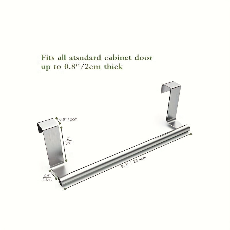 2pcs-9 Inch Wide Stainless Steel Towel Rack Bathroom Towel Rack Kitchen Cabinet Door Hanging Storage Rack Wall-mounted Towel Rod, Towel Racks
